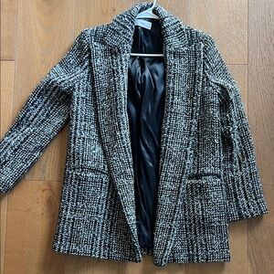 Mango Black and White Textured Blazer